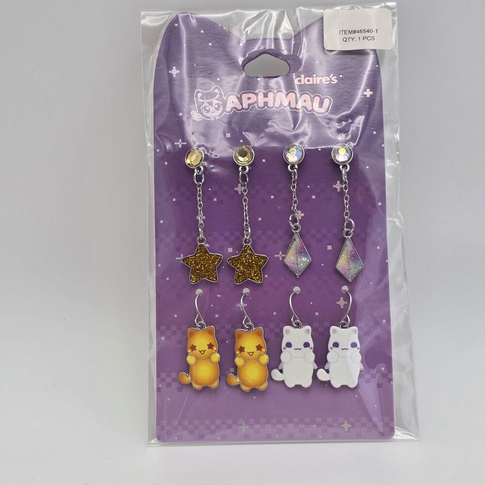 Aphmau MeeMeows Elemental Earring set (4 pairs) 2025 Claire’s Exclusive